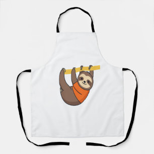 Sloth Hanging on Branch with Orange Apron