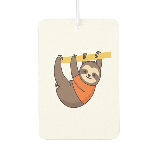 Sloth Hanging on Branch with Orange Car Air Freshener (Front)