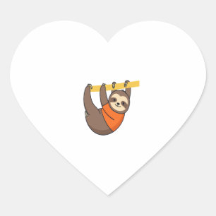 Sloth Hanging on Branch with Orange Heart Sticker