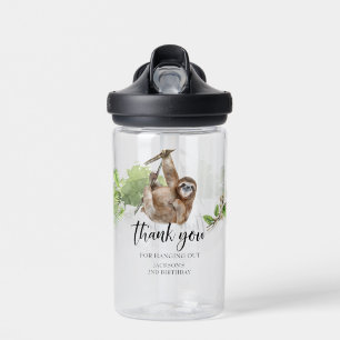 Sloth Hanging out Jungle Thank you Birthday Favour Water Bottle