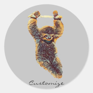 Sloth Hanging Out Thunder_Cove Classic Round Sticker