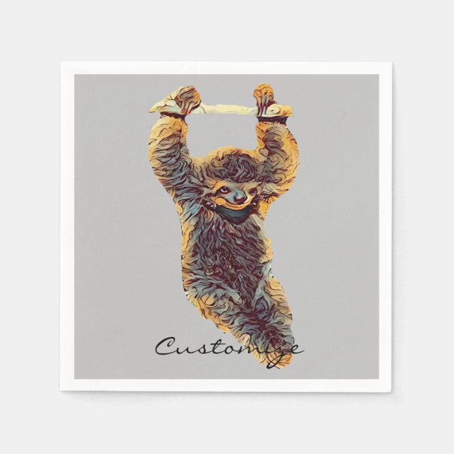 Sloth Hanging Out Thunder_Cove Napkin (Front)