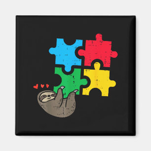 Sloth Hanging Puzzle Cute Autism Awareness Men Wom Magnet