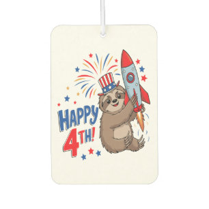 Sloth Happy 4th Rocket Fireworks USA Car Air Freshener