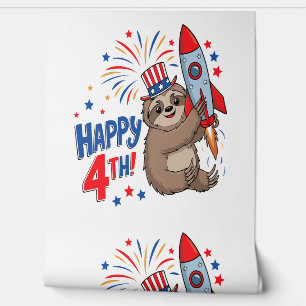 Sloth Happy 4th Rocket Fireworks USA Wallpaper