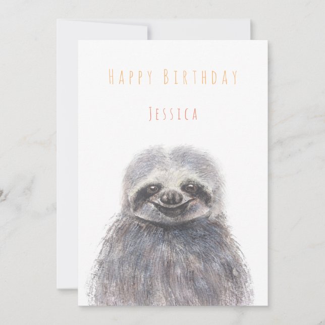 sloth Happy birthday greeting card  (Front)