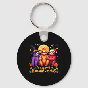 Sloth Happy Hallothanksmas Halloween Thanksgiving  Key Ring