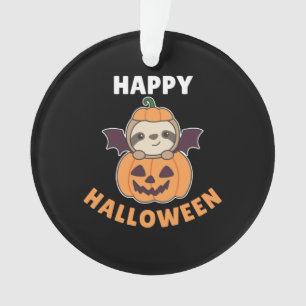 Sloth Happy Halloween Pumpkin Bat Costume Ornament