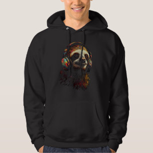Sloth Headphones Artwork Animal Music Sloth Hoodie