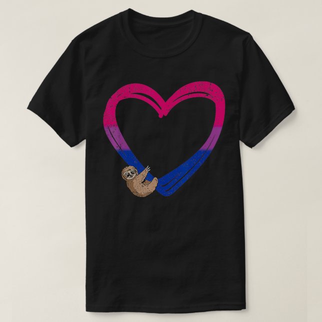 Sloth Heart Bisexual Funny Animal Pride Bi Flag LG T-Shirt (Design Front)