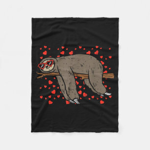 Sloth Heart Gles Cute Valentines Day Animal Lover Fleece Blanket