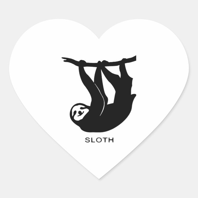 Sloth                 heart sticker (Front)