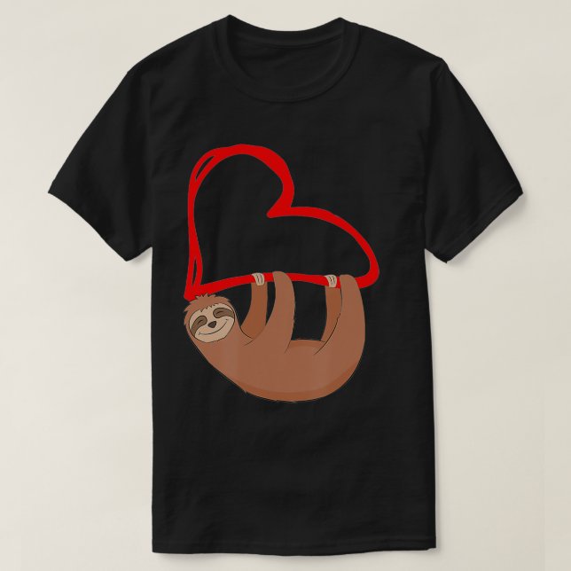 Sloth Heart Valentines Girls Women Sloths  T-Shirt (Design Front)