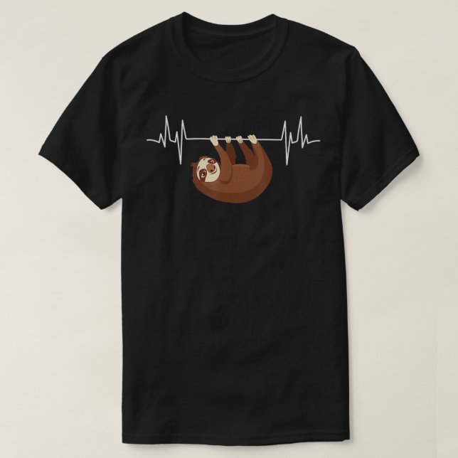 Sloth Heartbeat Hanging on EKG Line Clothing Gift  T-Shirt (Design Front)