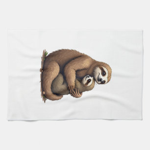Sloth Heritage Print Engraving Shirt 3 Tea Towel