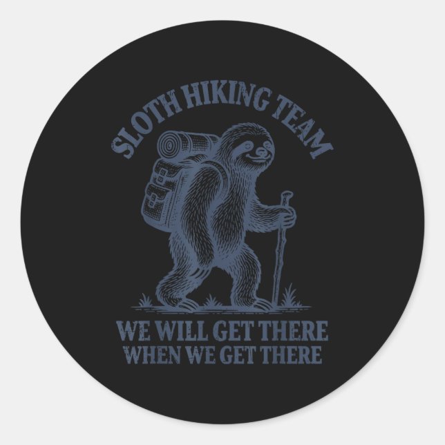 Sloth Hiking Classic Round Sticker (Front)