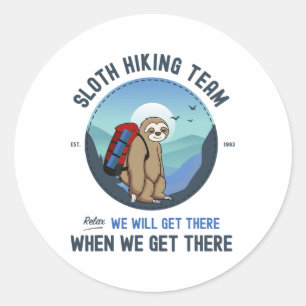 Sloth Hiking  Classic Round Sticker