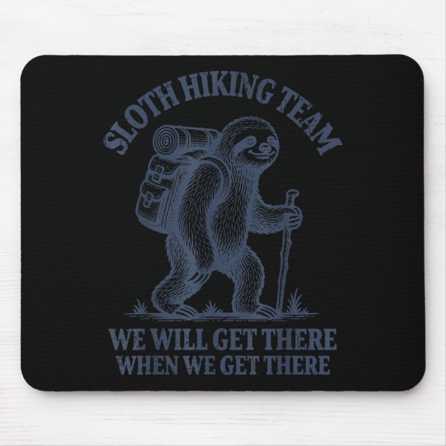 Sloth Hiking Illustration Mouse Pad (Front)