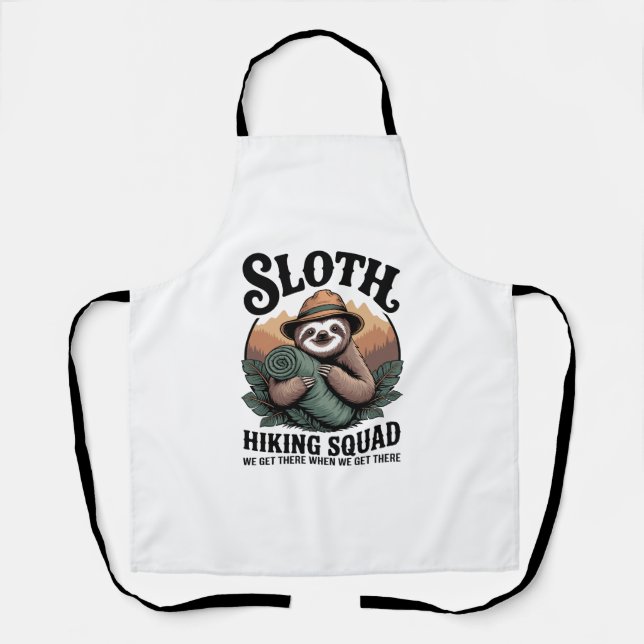 Sloth Hiking Squad Funny Camping Apron (Front)