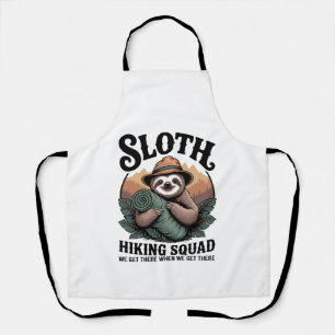 Sloth Hiking Squad Funny Camping Apron