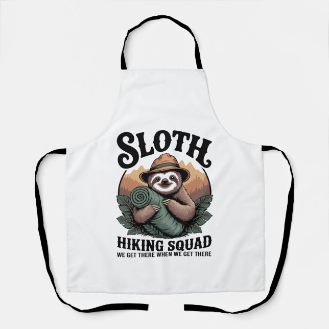 Sloth Hiking Squad Funny Camping Apron (Front)