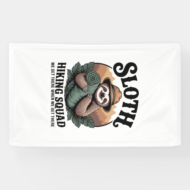 Sloth Hiking Squad Funny Camping Banner (Horizontal)