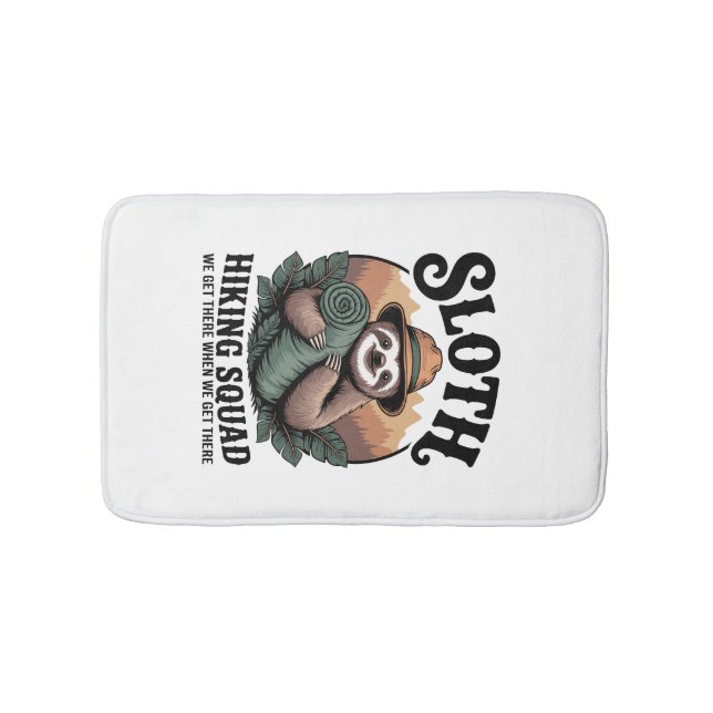 Sloth Hiking Squad Funny Camping Bath Mat (Front)