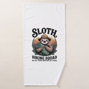 Sloth Hiking Squad Funny Camping Bath Towel