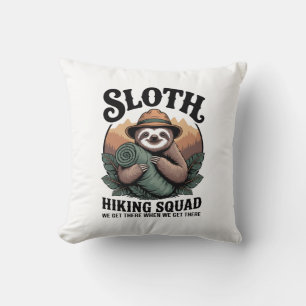 Sloth Hiking Squad Funny Camping Cushion