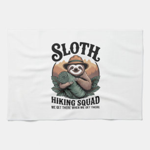 Sloth Hiking Squad Funny Camping Tea Towel