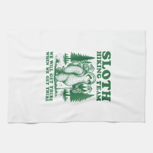 Sloth Hiking Team Funny Hiker Mountain Hiking Club Tea Towel