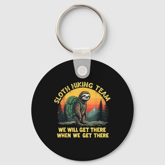 Sloth Hiking Team Funny Slow Trek Nature Adventure Key Ring (Front)