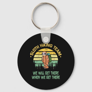 Sloth Hiking Team Hiker Camper Funny Retro Key Ring