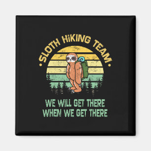 Sloth Hiking Team Hiker Camper Funny Retro  Magnet
