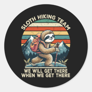 Sloth Hiking Team Hiking Gifts Men Women Kids Funn Classic Round Sticker