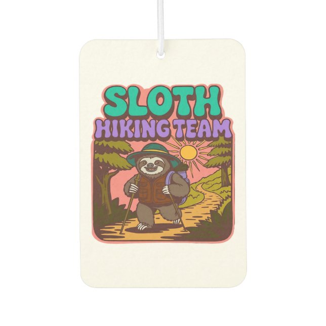 Sloth Hiking Team Oversized T-Shirt Car Air Freshener (Front)