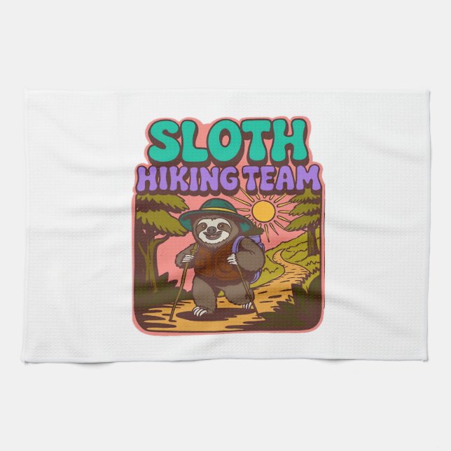 Sloth Hiking Team Oversized T-Shirt Tea Towel (Horizontal)
