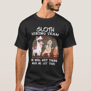 Sloth Hiking Team Three Sloths and a Llama Mountai T-Shirt