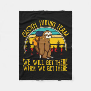 Sloth Hiking Team We Will Get There Funny Vintage Fleece Blanket