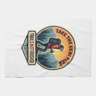 Sloth Hiking Vintage Shirt Funny Slow Trail Design Tea Towel