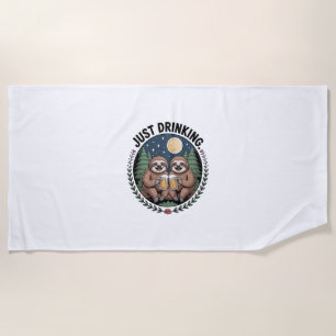 Sloth Hiking with Drinking Team Beach Towel