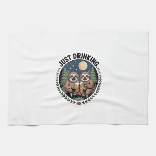 Sloth Hiking with Drinking Team Tea Towel