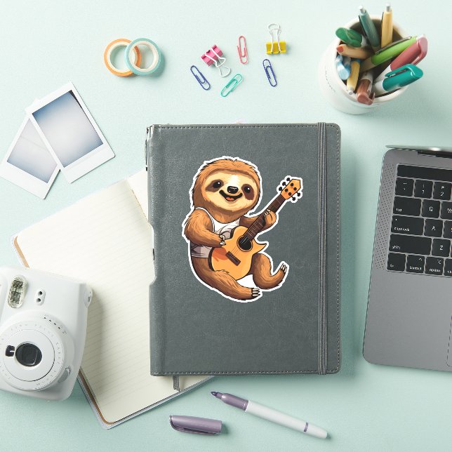 Sloth Holding Guitar Santa Hat (iPad Cover)