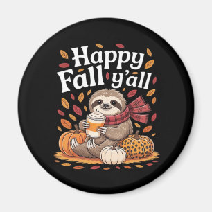 Sloth holding pumpkin spice happy Fall Yall autumn Magnet