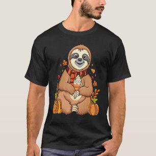 Sloth holding pumpkin spice happy Fall Yall autumn T-Shirt