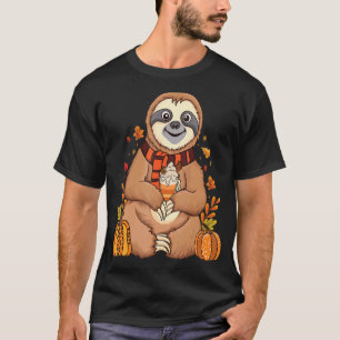 Sloth holding pumpkin spice happy Fall Yall autumn T-Shirt
