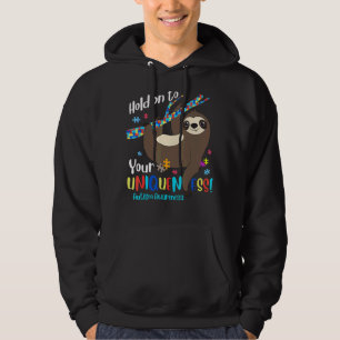 Sloth Holding Puzzle Pieces Heart Sloth Autism Awa Hoodie
