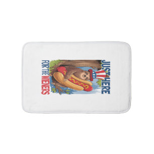 Sloth Hot Dog 4th of July BBQ Bath Mat