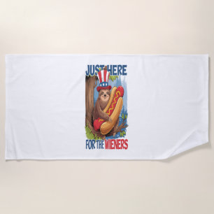 Sloth Hot Dog 4th of July BBQ Beach Towel