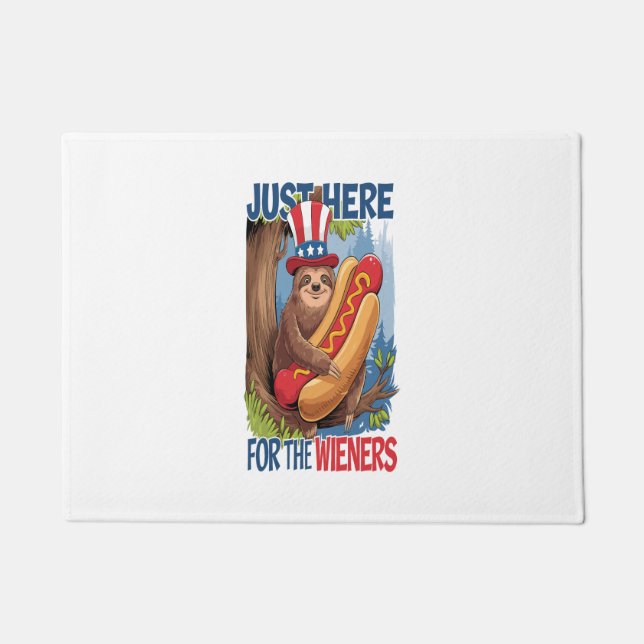 Sloth Hot Dog 4th of July BBQ Doormat (Front)